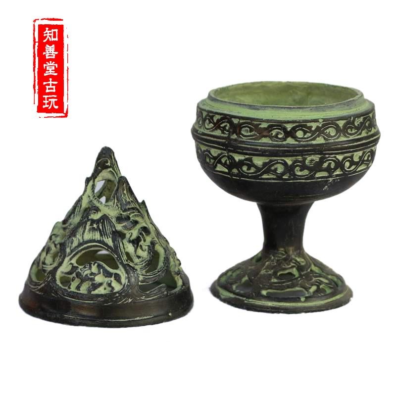 古玩雜項仿古青銅器擺件家居辦公裝飾羋月傳同款圓型鏤空香薰爐-細節圖3
