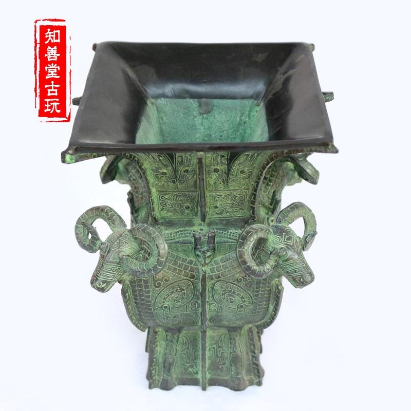 仿古文物古玩雜項收藏仿古做舊特供四羊方尊青銅器禮品禮物-細節圖3