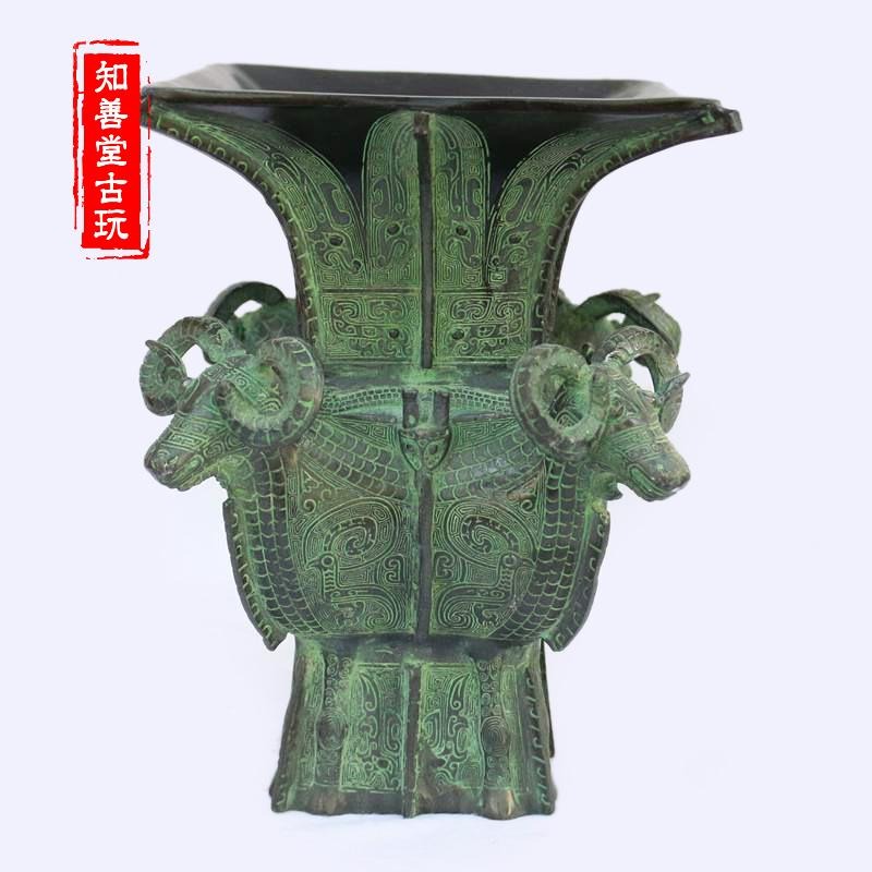 仿古文物古玩雜項收藏仿古做舊特供四羊方尊青銅器禮品禮物-細節圖5