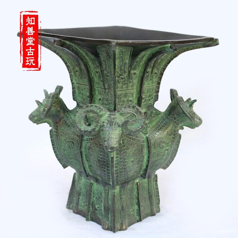 仿古文物古玩雜項收藏仿古做舊特供四羊方尊青銅器禮品禮物-細節圖6