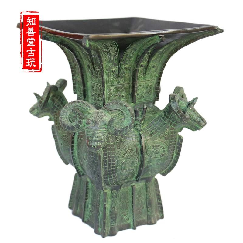 仿古文物古玩雜項收藏仿古做舊特供四羊方尊青銅器禮品禮物-細節圖7