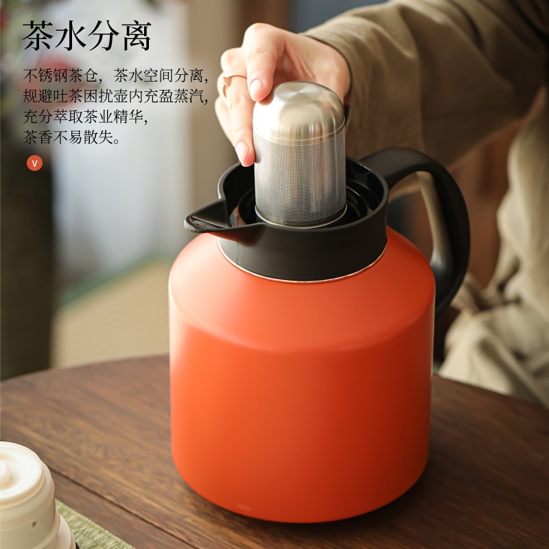 耐熱燜茶壺不銹鋼保溫水壺溫顯茶水帶過濾分離大容量家用泡茶悶壺-細節圖3