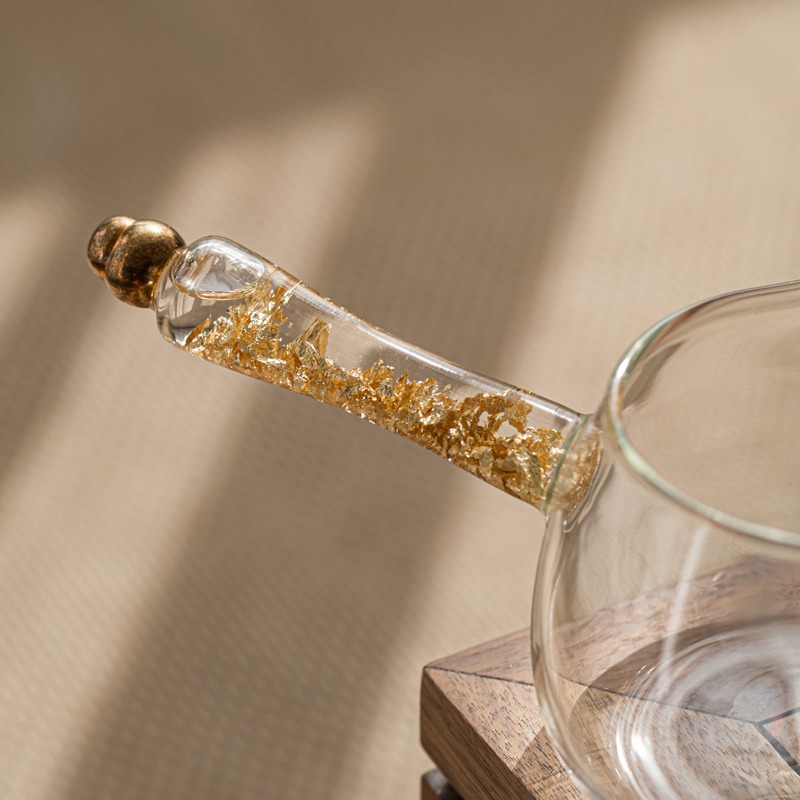 耐熱玻璃流金側把公道杯斷水防燙日式創意公杯透明茶海單個分茶器-細節圖5