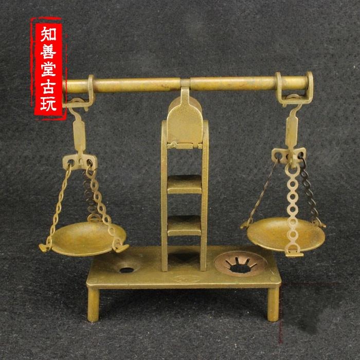 古玩雜項收藏 仿古純銅小稱精美全銅手工鑄造 天平公正稱擺件收藏-細節圖6