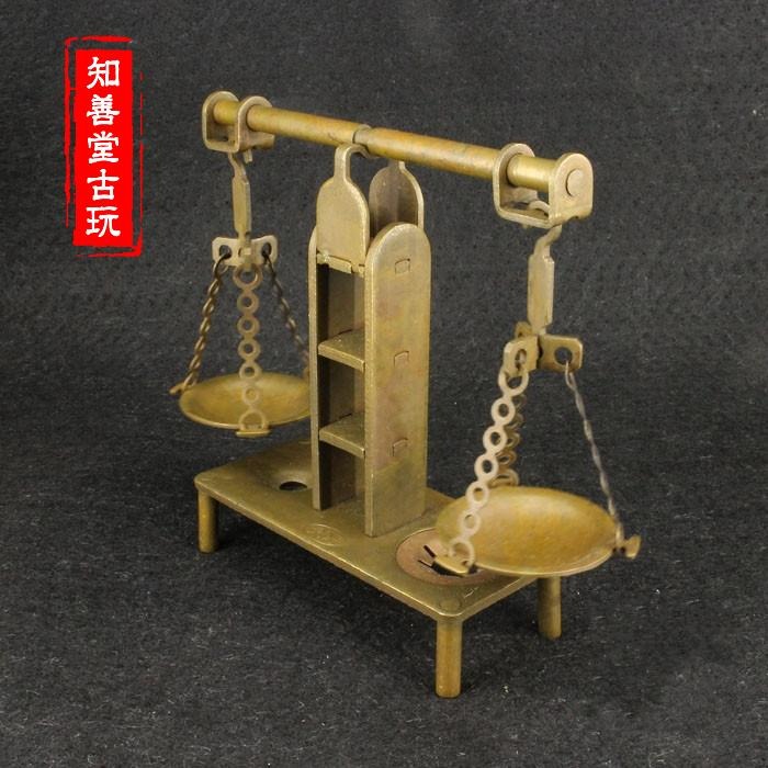 古玩雜項收藏 仿古純銅小稱精美全銅手工鑄造 天平公正稱擺件收藏-細節圖7