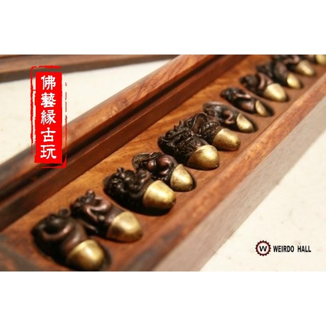 古玩雜項精美純銅首飾盒復古銅盒 純銅精雕 十二生肖珍品一套-細節圖2