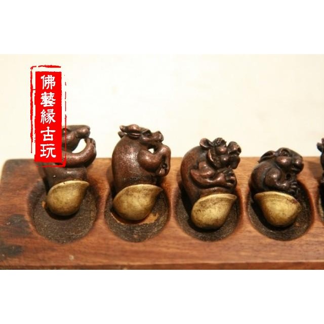 古玩雜項精美純銅首飾盒復古銅盒 純銅精雕 十二生肖珍品一套-細節圖9