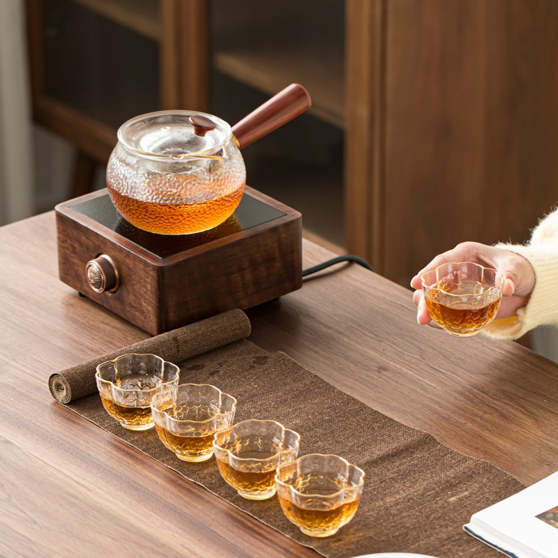 耐高溫錘紋玻璃側把煮茶壺茶水分離小青柑泡茶壺過濾花茶壺泡茶器-細節圖4