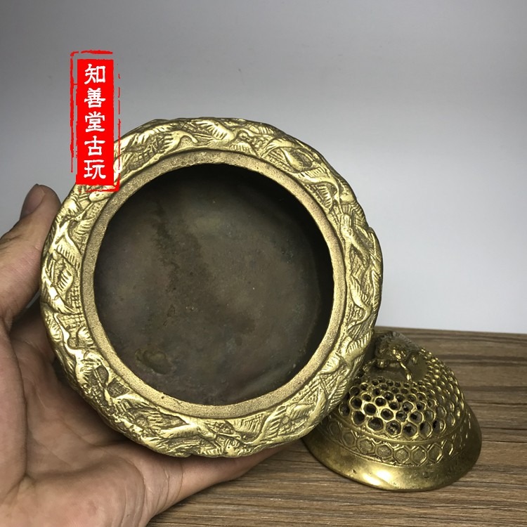 特價純銅精品大號千鶴薰香爐擺件盤香爐古玩銅器仿古工藝品-細節圖2