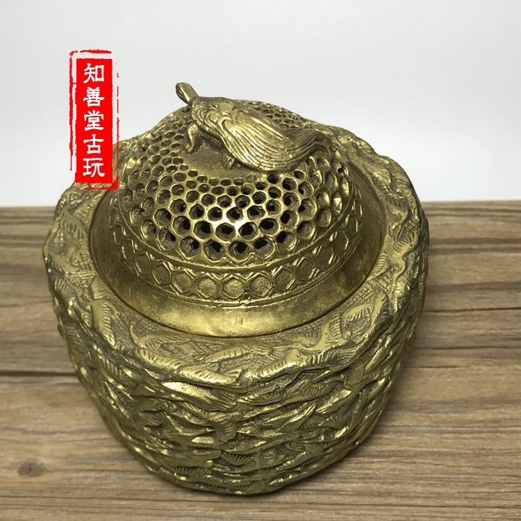 特價純銅精品大號千鶴薰香爐擺件盤香爐古玩銅器仿古工藝品-細節圖8