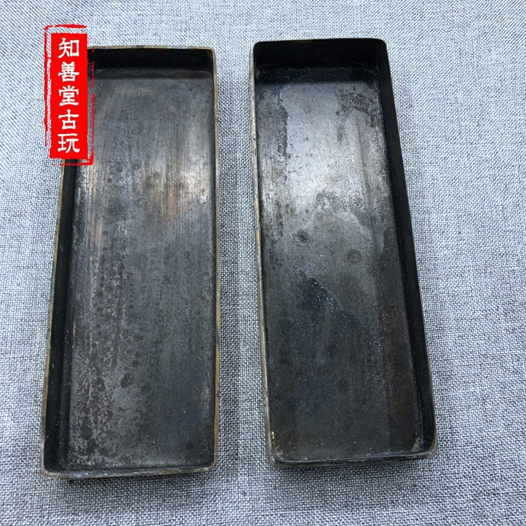 文房四寶 仿古墨盒精品老銅仿舊銅盒精雕圖 黃銅墨盒方形難得糊塗-細節圖5