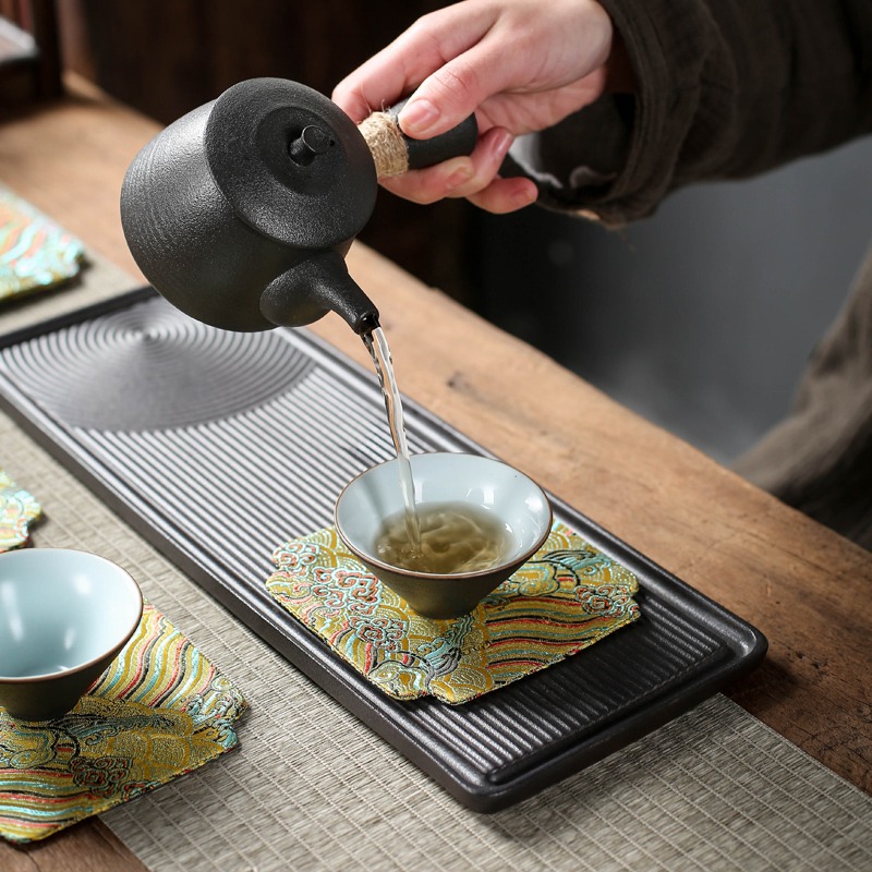 萬寒雲錦刺繡杯墊茶道布藝茶席茶桌壺承隔熱墊水杯墊子小桌旗茶墊-細節圖4