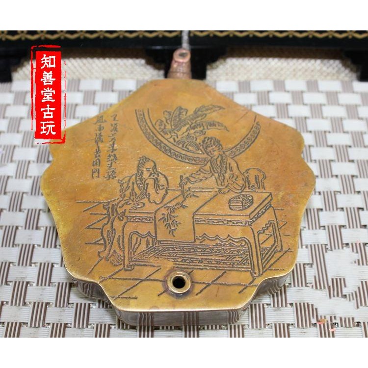 古玩雜項水滴硯臺磨墨水盂黃銅水滴文房四寶銅器硯滴擺件4款-細節圖5