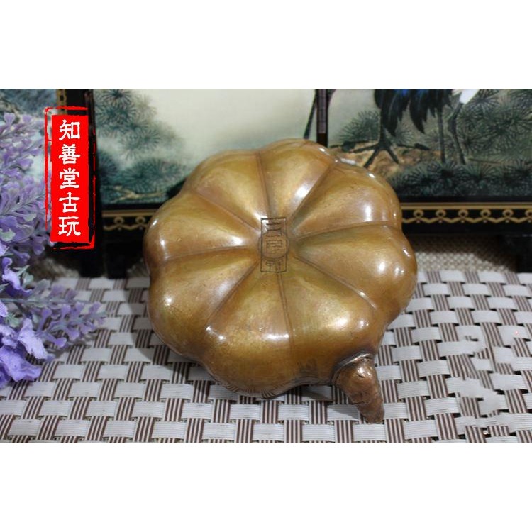 古玩雜項水滴硯臺磨墨水盂黃銅水滴文房四寶銅器硯滴擺件昆蟲水滴-細節圖3