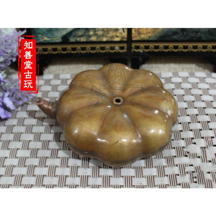 古玩雜項水滴硯臺磨墨水盂黃銅水滴文房四寶銅器硯滴擺件昆蟲水滴-細節圖4