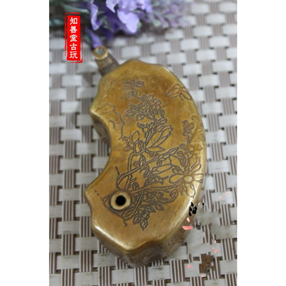 古玩雜項水滴硯臺磨墨水盂黃銅水滴文房四寶銅器硯滴擺件2-細節圖2