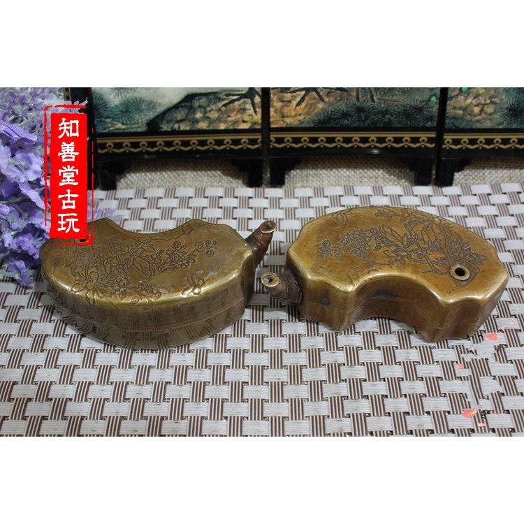 古玩雜項水滴硯臺磨墨水盂黃銅水滴文房四寶銅器硯滴擺件2-細節圖4