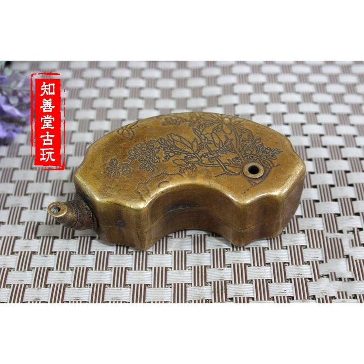 古玩雜項水滴硯臺磨墨水盂黃銅水滴文房四寶銅器硯滴擺件2-細節圖5