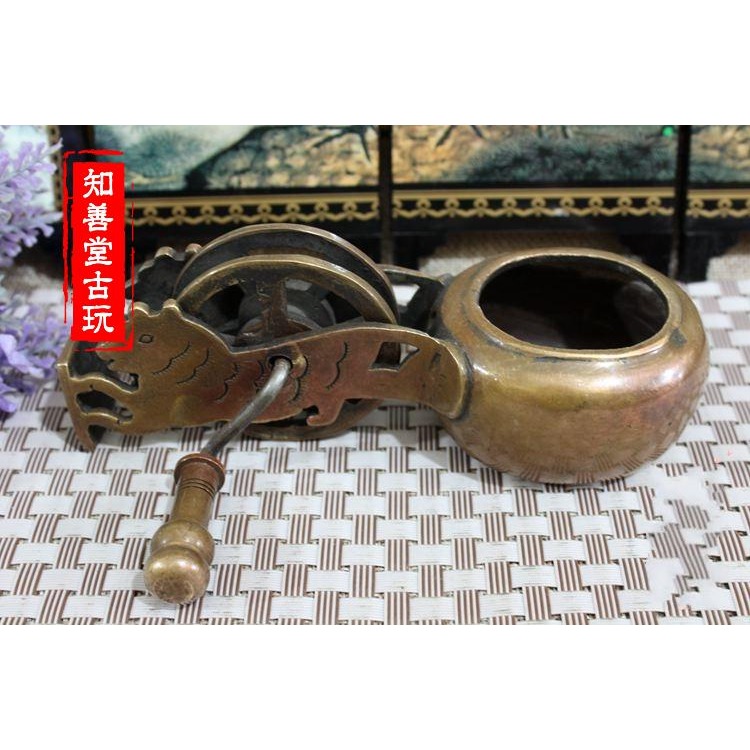 古玩雜項水滴硯臺磨墨水盂黃銅水滴文房四寶銅器硯滴擺件貓身水滴-細節圖4