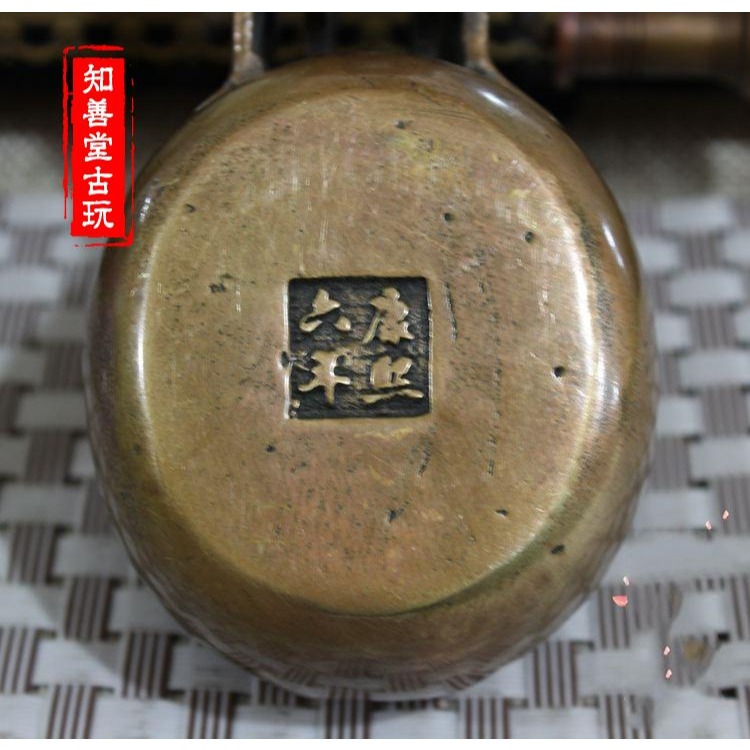 古玩雜項水滴硯臺磨墨水盂黃銅水滴文房四寶銅器硯滴擺件貓身水滴-細節圖6