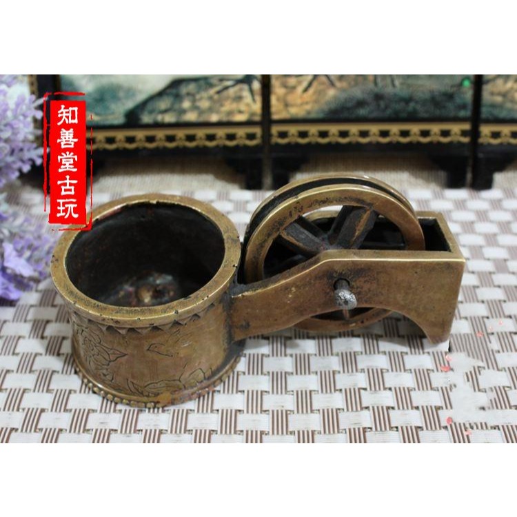 古玩雜項水滴硯臺磨墨水盂黃銅水滴文房四寶銅器硯滴擺件花鳥水滴-細節圖7