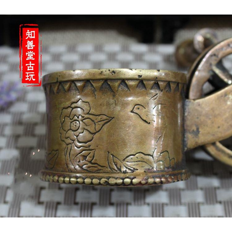古玩雜項水滴硯臺磨墨水盂黃銅水滴文房四寶銅器硯滴擺件花鳥水滴-細節圖8