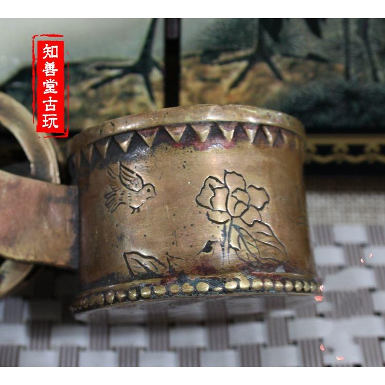 古玩雜項水滴硯臺磨墨水盂黃銅水滴文房四寶銅器硯滴擺件花鳥水滴-細節圖9