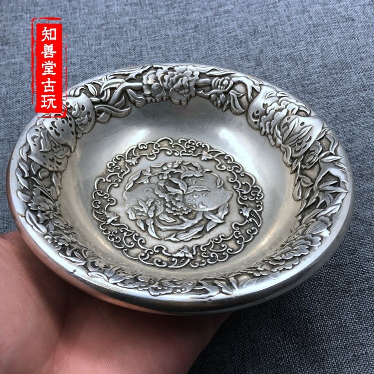 仿古白銅純銅碗 福壽雙全碗 多子多福多壽 盤子 文房筆洗 大號-細節圖4