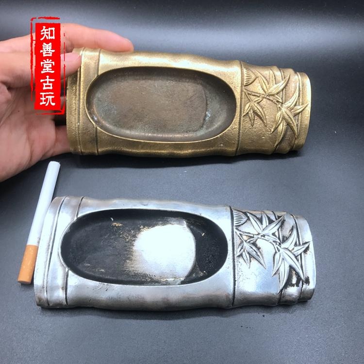 仿古古玩文房四寶 純銅硯臺仿古復古 磨墨老銅硯臺青竹黃白銅硯臺-細節圖8