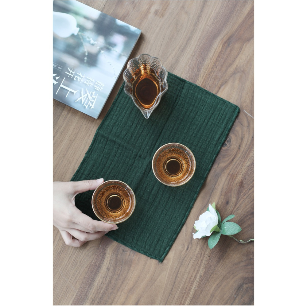 萬寒 亞麻手工縫制吸水茶巾功夫茶具配件禪意茶布抹桌布茶巾棉麻-細節圖8