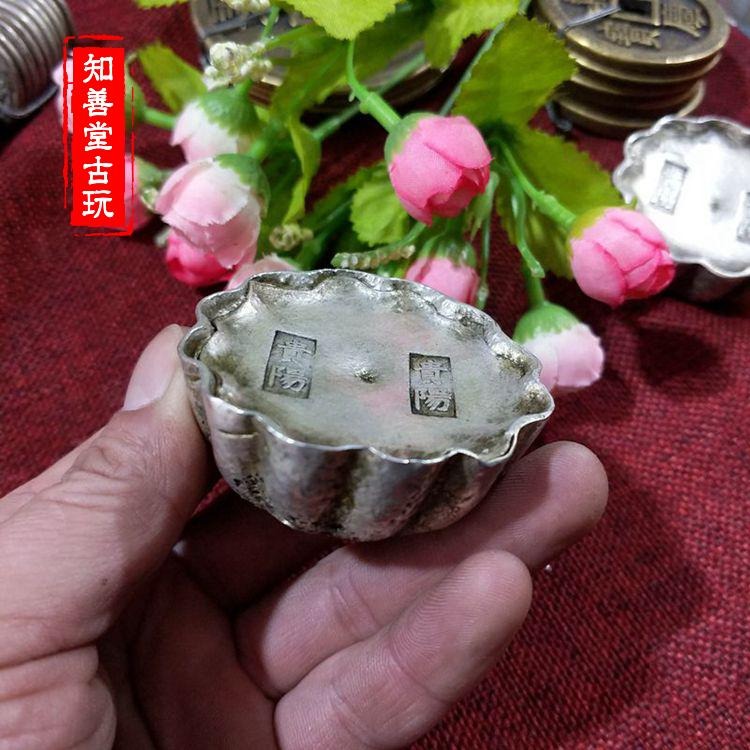 仿實心銀元寶銀錠古錢幣擺件碎銀蜂窩底新款圓形銀錠花邊貴陽銀錠-細節圖2