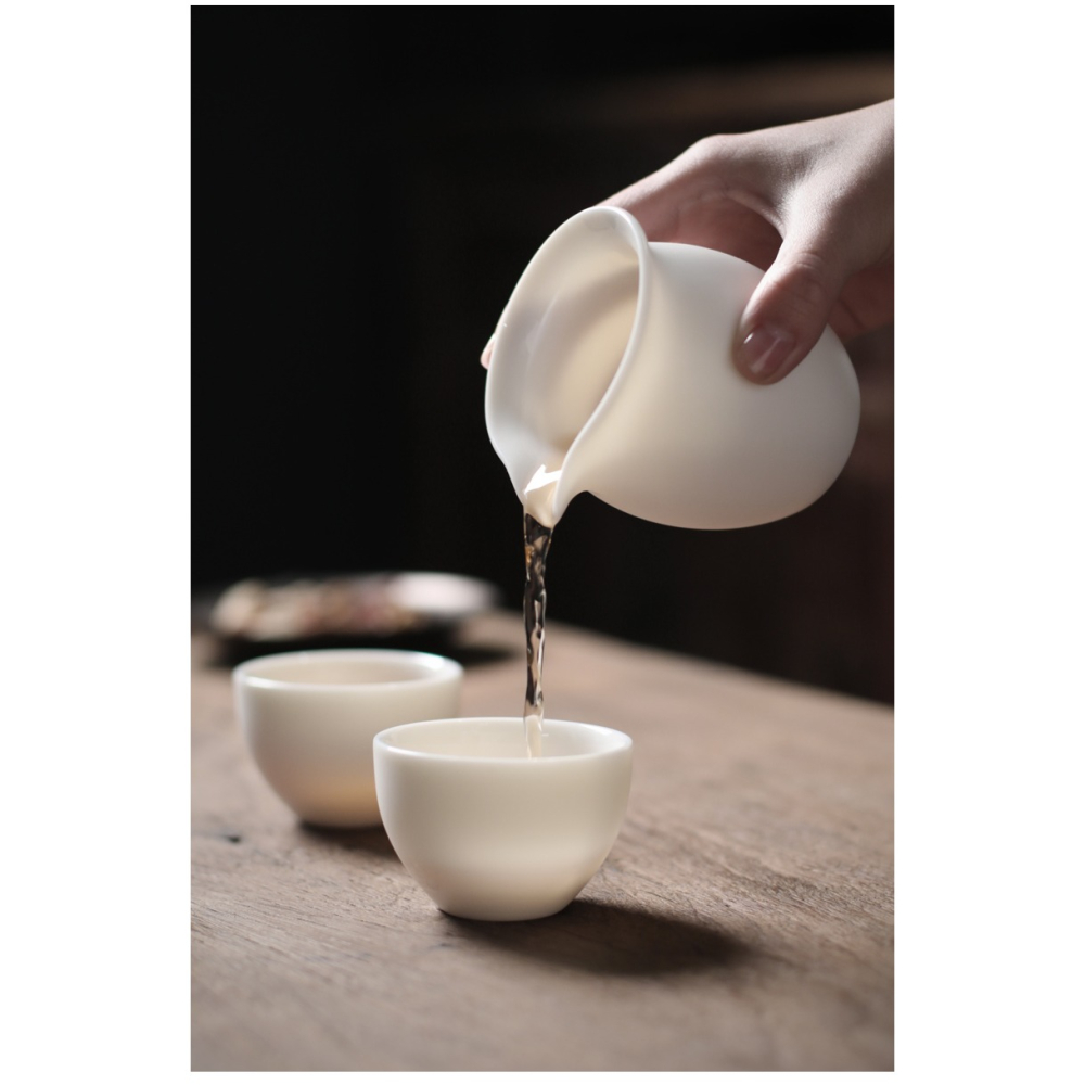 萬寒 白瓷公道杯茶漏套裝陶瓷茶漏杯公杯茶海單個茶具配件分茶器-細節圖10