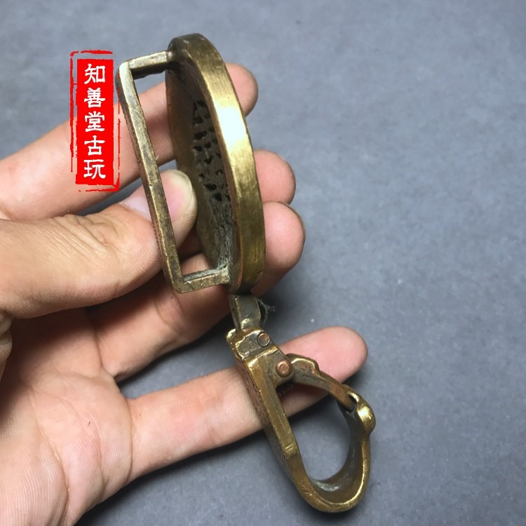 仿古純制黃銅長壽皮帶扣腰釦 鑰匙扣 陽剛大氣 男款銅皮帶扣-細節圖3