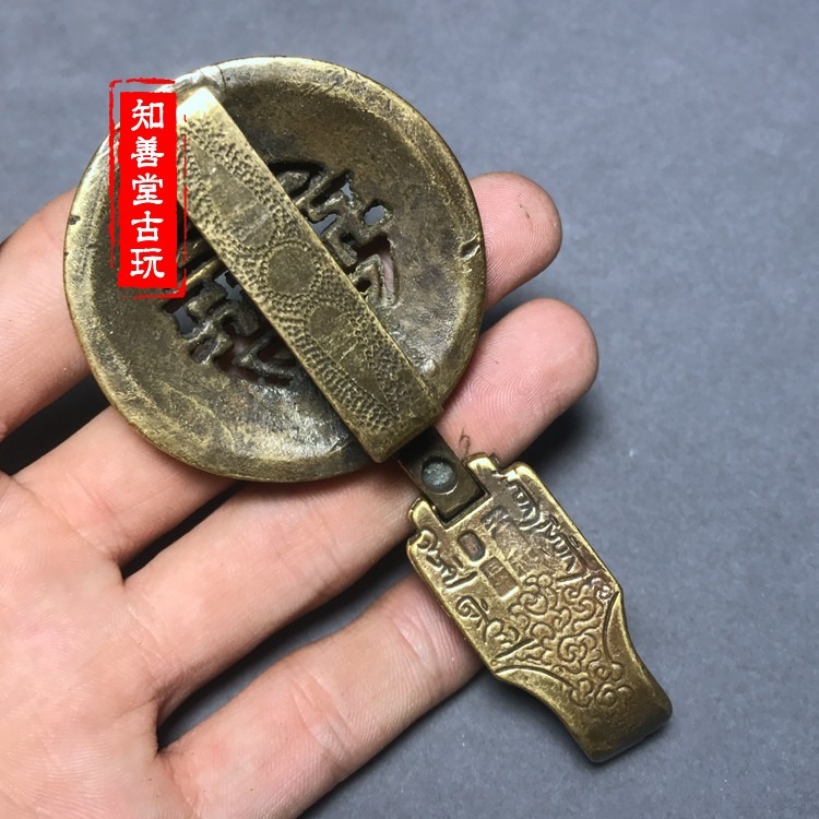 仿古純制黃銅長壽皮帶扣腰釦 鑰匙扣 陽剛大氣 男款銅皮帶扣-細節圖7