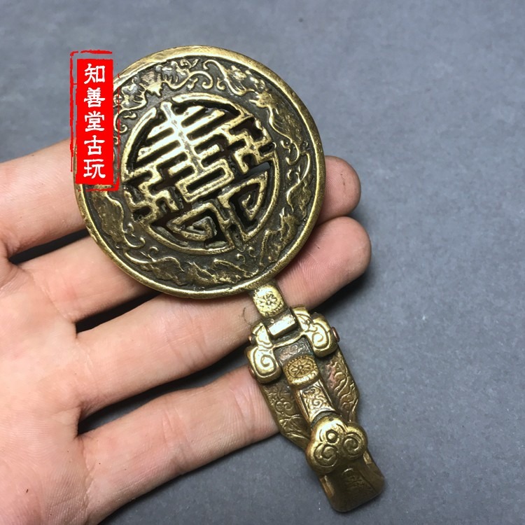 仿古純制黃銅長壽皮帶扣腰釦 鑰匙扣 陽剛大氣 男款銅皮帶扣-細節圖8