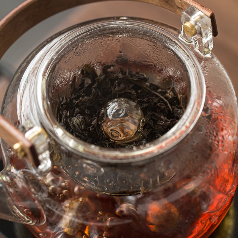 耐熱玻璃蒸汽煮茶壺電陶爐煮茶器茶水分離耐高溫大容量木蓋提樑壺-細節圖4