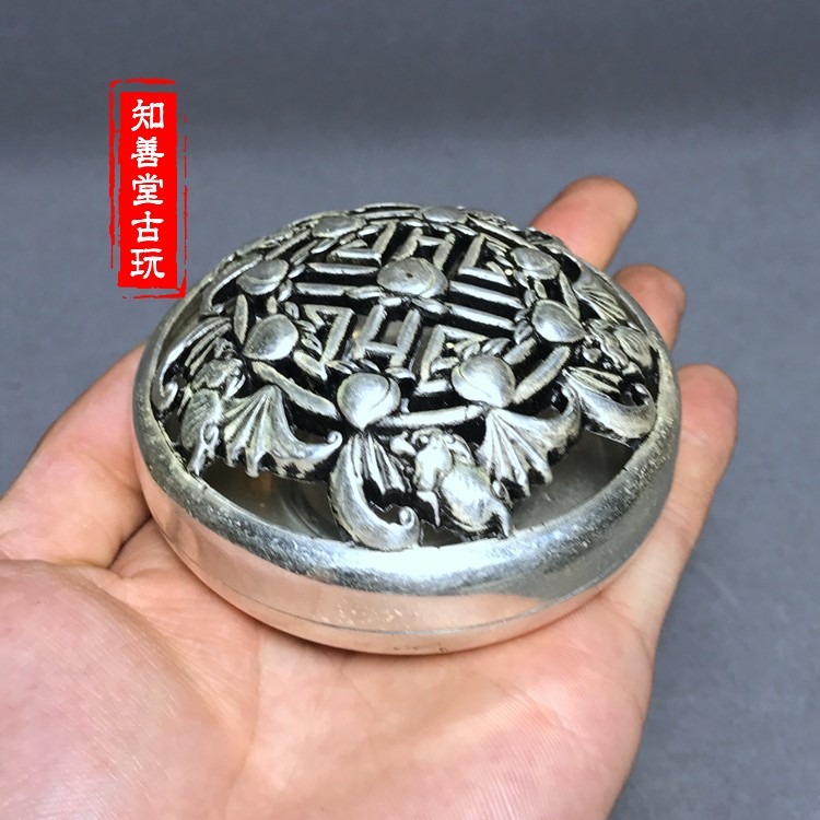古玩雜項收藏仿古薰香爐五福臨門薰香爐墨盒五福臨門墨盒銅香爐-細節圖7