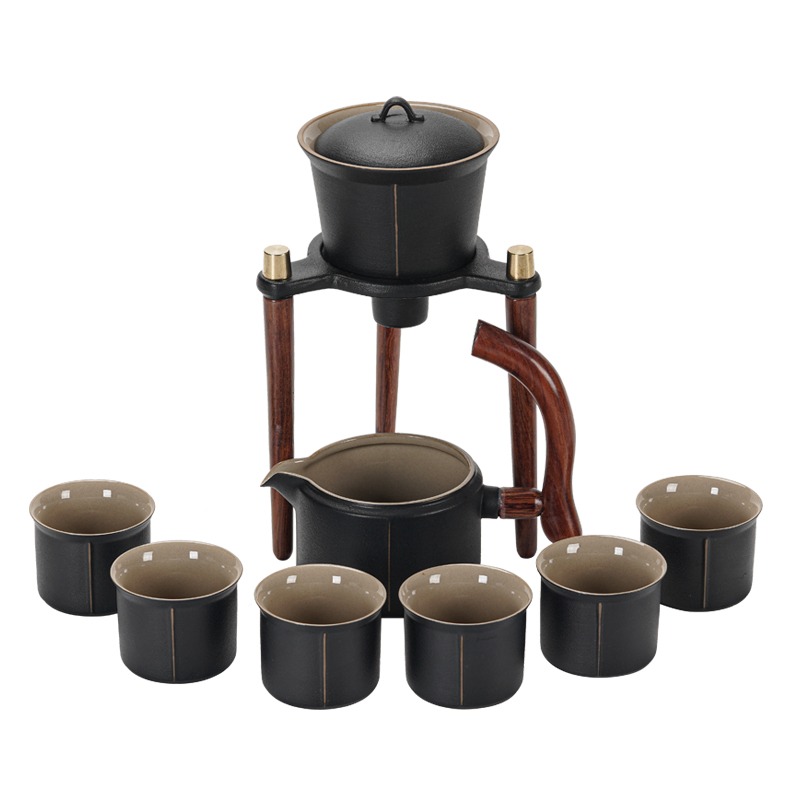 禪風黑陶自動茶具套裝家用簡約陶瓷茶杯新款日式懶人泡茶神器-細節圖2