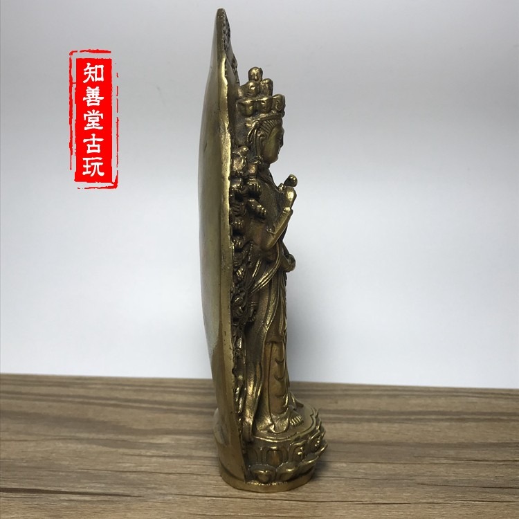 仿古銅器收藏鎮宅風水擺件純銅黃銅觀音佛像千手觀音銅像擺件-細節圖5