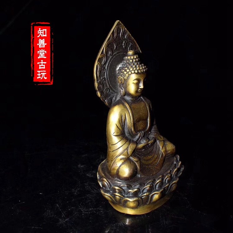古玩雜項仿古銅器純銅釋迦摩尼如來佛祖小擺件銅器神像工藝品佛像-細節圖2
