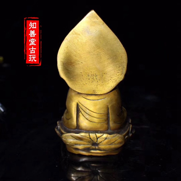 古玩雜項仿古銅器純銅釋迦摩尼如來佛祖小擺件銅器神像工藝品佛像-細節圖4
