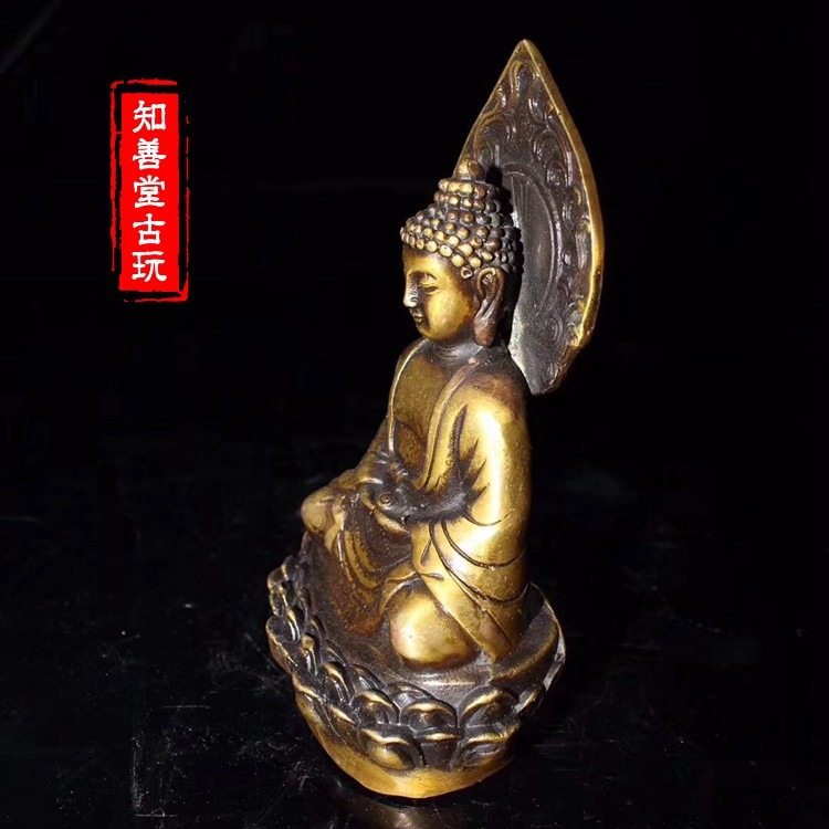 古玩雜項仿古銅器純銅釋迦摩尼如來佛祖小擺件銅器神像工藝品佛像-細節圖8