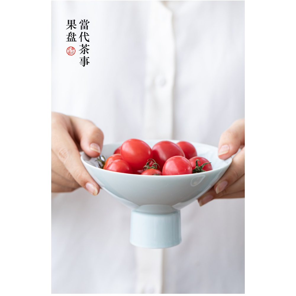 茶幾果盤簡約現代家用陶瓷景德鎮高腳日式輕奢客廳辦公室個性創意-細節圖7