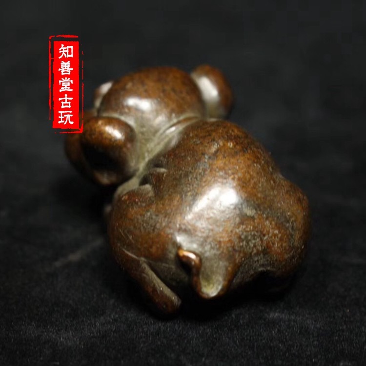 仿古茶寵茶道實心銅紫銅招財豬生肖本命年鎮尺古玩銅器擺件把玩-細節圖8