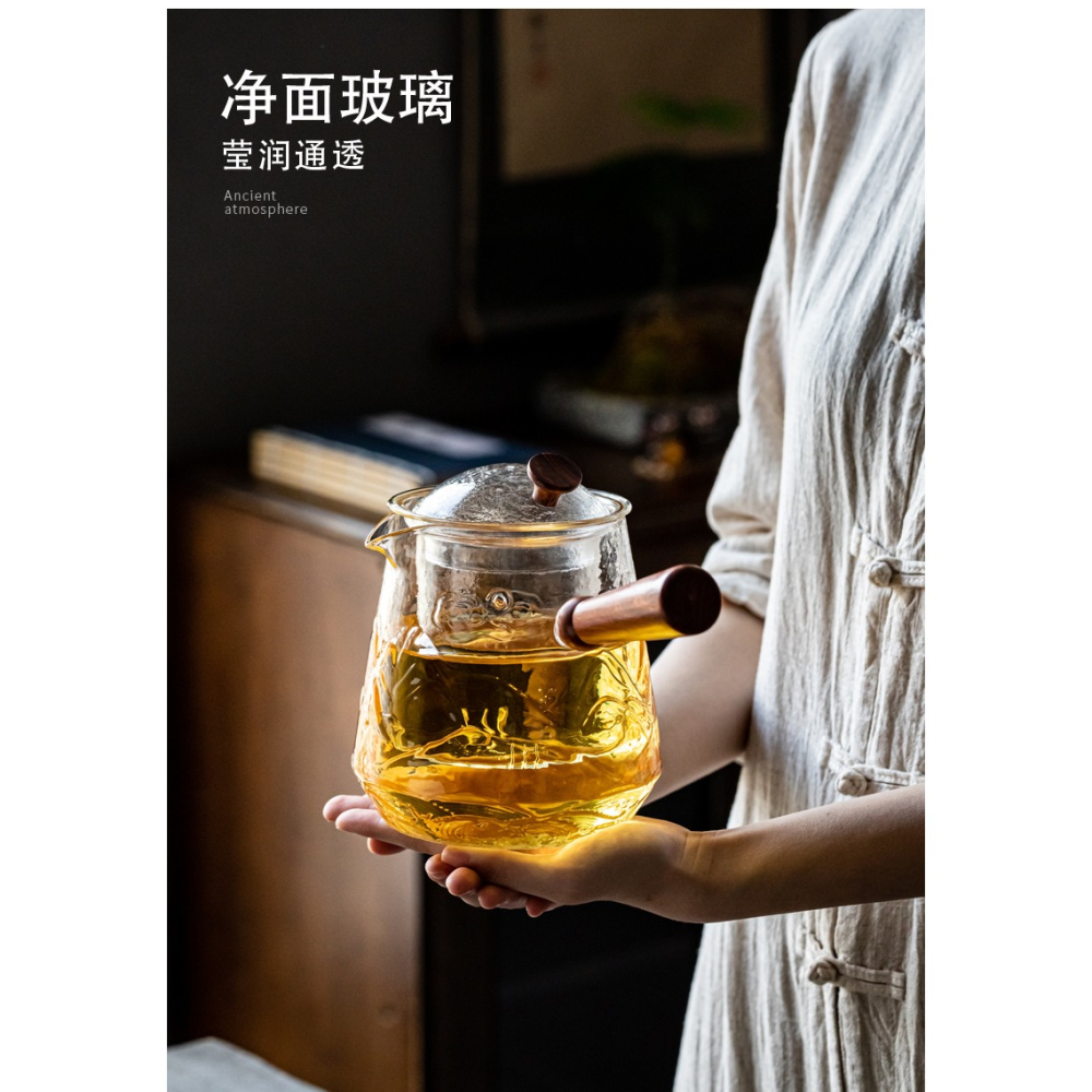 側把玻璃茶壺耐高溫加厚透明家用雙膽茶水分離蒸煮雙用煮茶壺套裝-細節圖7