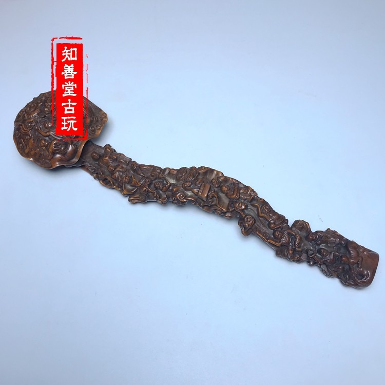 古玩木雕收藏老料黃楊木仿古做舊十八羅漢如意擺件老物件古董實木-細節圖5