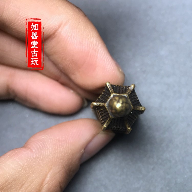 實心銅文昌塔小擺件黃銅寶塔手把銅鑰匙扣銅掛件仿古銅器銅微雕件-細節圖5