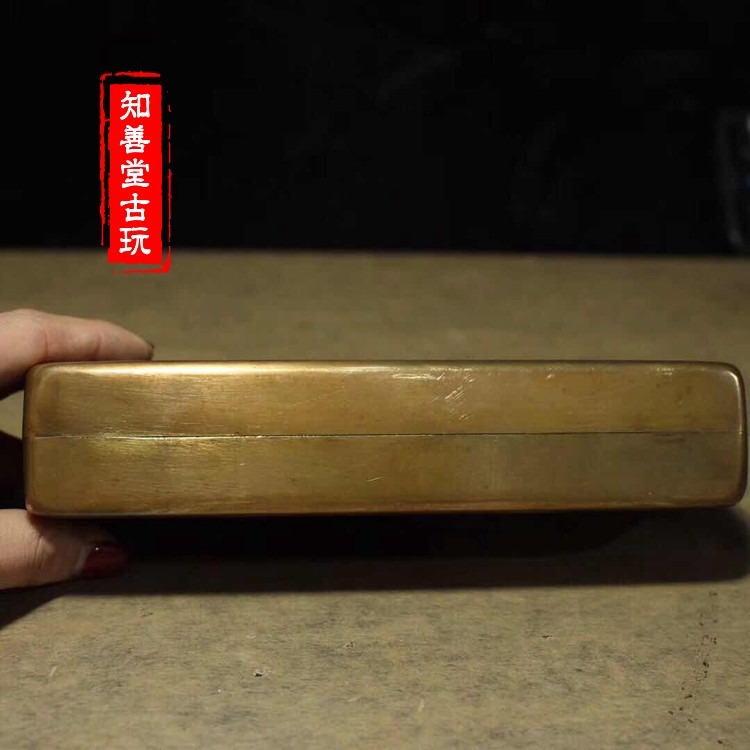 仿古墨匣老銅墨盒做舊文房四寶純銅墨盒老包漿墨匣老銅盒後赤壁賦-細節圖9