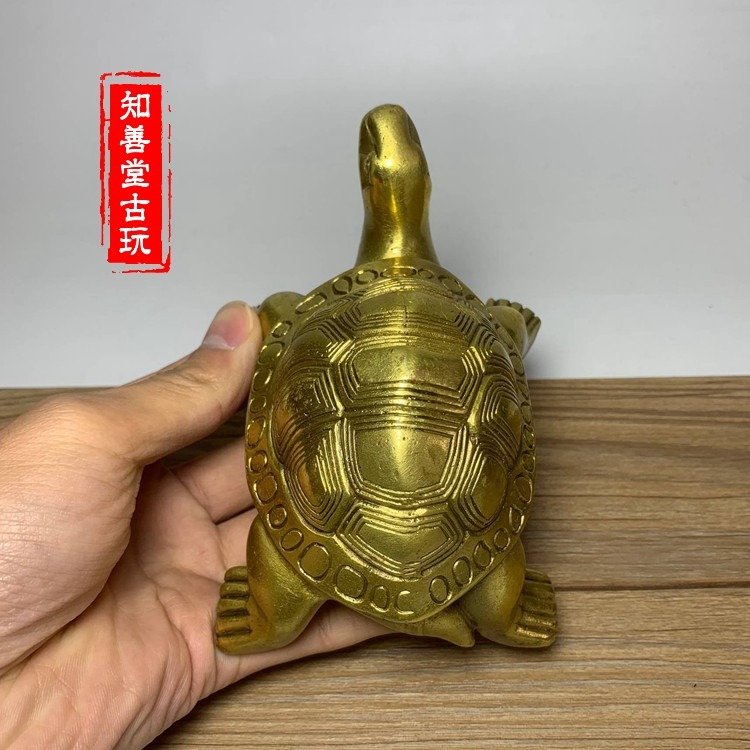 復古銅器 復古工藝品 純黃銅烏龜 老鱉 銅龜 長壽龜-細節圖2