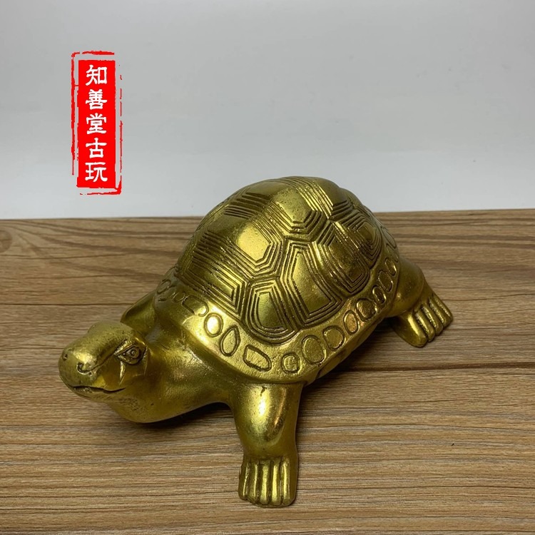 復古銅器 復古工藝品 純黃銅烏龜 老鱉 銅龜 長壽龜-細節圖3